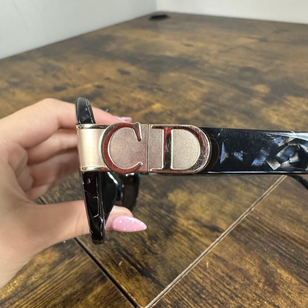 Christian Dior 2017A 95 Sunglasses Womens Black Tortoise Oval Gray Lens Logo